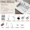 TOTO5MM embossed SUS304 stainless steel primary color large single-slot household kitchen sink multi-functional under-counter dishwashing basin 75*46 top configuration (digital display chlorine removal full copper faucet)
