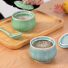 Longquan celadon stew pot ceramic water-proof stew household steamed vegetable egg custard with lid ceramic soup cup bird's nest stew pot with steamed egg bowl for soup Tianqing
