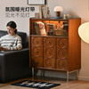 Genji Muyu solid wood sideboard teak color restaurant retro tea cabinet mid-century style storage cabinet poplar cabinet 0.82 sideboard
