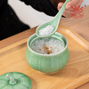 Longquan celadon stew pot ceramic water-proof stew household steamed vegetable egg custard with lid ceramic soup cup bird's nest stew pot with steamed egg bowl for soup Tianqing