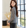 Shangjing Autumn Fashion Versatile Slightly Transparent Long-Sleeved Women's Bottoming Top Lace Half Turtle Collar Top Starry Sky Gray L