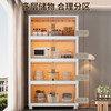 Installation-free small cupboard kitchen storage rack bowl rack tableware storage cabinet kitchen utensils dust-proof storage rack free light luxury tea 65CM five layers - universal wheel