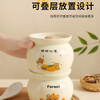 German crock pot stew pot for one person, food-grade household water-proof stew pot, soup pot with lid, steamed vegetable and egg bowl, cream color Ruyi Bear + Nuannuan Bear + Flower Bear + Apple Bear