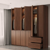 Laishida solid wood wardrobe segmented storage hidden handle-free master bedroom storage wardrobe XD84# six-door wardrobe