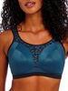 Freya women's sports bra, non-wired soft cup, breathable and comfortable, full coverage and support, midnight leopard print 30E