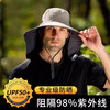 Men's summer anti-UV outdoor fishing mask with large brim, dark gray (with mask - same style for men and women)