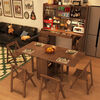 Wooden Whale Valley Solid Wood Sideboard Folding Dining Table Integrated Retractable Folding Mobile Small Household Table Multi-Function 1.6 Meter Walnut Color Dining Table Cabinet