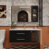 Sibai French Retro Bathroom Cabinet 2025 New Middle Ages Bathroom Ceramic Integrated Washbasin Washbasin Oak Customized Smart Mirror Cabinet 0.9 Meter