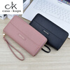 Casa-kupsCK genuine leather wallet new style women's long double zipper clutch women's wallet fashion large capacity double layer soft leather wallet black