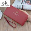 Casa-kupsCK Genuine Leather Women's Wallet Long Clutch 2025 New Zipper Multifunctional Long Large Capacity Wallet Mobile Phone Pink