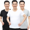 Hengyuanxiang men's short-sleeved T-shirt pure cotton old man's shirt summer thin middle-aged and elderly loose large size bottoming cotton sweatshirt 2 pieces white + gray 2XL 180