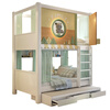 Lukashi children's solid wood double-layer bunk bed, high and low bunk bed for boys and girls, princess bed, same width and high guardrail bed, loft bed + high box + ladder cabinet + 2 mattresses 1.35*1.9 meters (same width as top and bottom)