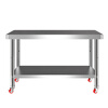 Stainless steel double-layer workbench with wheels three-layer kitchen movable storage rack home operation table vegetable cutting table length 60 width 60 height 80 three layers with wheels