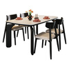 Chenchao solid wood slate dining table 2026 new elephant leg retro style western dining table for home small apartment dining table and chair combination style black-glossy snow mountain white slate-horn chair 1.38 meters one table and four chairs