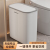 Bathroom trash can with lid for household toilets, narrow, large, large-capacity push-button lid, slotted trash can, gray-large, press ring