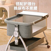 JOT TMM crib can be spliced into a large bed, a rocking bed, a movable newborn multi-functional sleeping device, a foldable bed, coral gray, coconut palm mattress + changing table