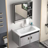 Door-to-door installation wash basin cabinet small apartment bathroom cabinet ceramic integrated basin bathroom wash basin cabinet household double door 60CM ceramic basin