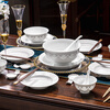 Rich Jade Exquisite Tableware Set Pure White Dishes Set Jingdezhen New Home Use High-end Light Luxury Youmeng Tableware Set 30 Pieces