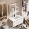 MUlisi thickened honeycomb aluminum bathroom cabinet combination intelligent integrated ceramic basin bathroom cabinet washstand bathroom washbasin cabinet 60*40 khaki + ceramic basin + mirror cabinet
