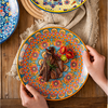 Exported to Europe and the United States, 23cm large flat plate, Bohemian style, 9-inch large, high-looking, household plate, random styles, random colors, random styles, 9-inch flat plate, 2 packs