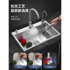 Jiumuwang kitchen sink 304 stainless steel hand-drawn thickened single-slot household dishwashing basin under-counter basin thickened 55*40 with drain set A