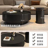 Qingziyou high-end slate coffee table living room light luxury coffee table size apartment household table gray glass round modern simple coffee table black cabinet black slate single coffee table single drawer 70CM