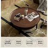 Qingziyou French retro coffee table, antique style round tea table 2026 new American simple household small apartment side table furniture walnut color + rubber wood diameter 80CM