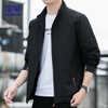 Romon Jacket Men's Autumn Stand Collar Business Casual Executive Jacket Top Men's Versatile Baseball Uniform Men's JT6 Black XL