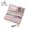 Casa-kupsCK wallet women's long 2025 new fashion wallet card bag all-in-one bag cross pattern tassel zipper coin purse black