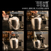 Internet celebrity ice bucket household stainless steel double-layer ice bucket filled with ice red wine champagne bucket storage ice storage bucket small + ice clip silver
