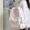 Zinke schoolbag, junior high school girl, high-looking star print, Korean style niche ins backpack, high school student computer bag, white (with fat cloud pendant)
