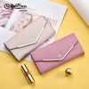 Goldlion Wallet Women's 2025 New Ladies Casual Fashion Long Cowhide Clutch Bag Mobile Coin Purse Birthday Gift Pink