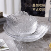 Baijie glass transparent ice pattern fruit plate for home living room light luxury candy nut snacks dried fruit storage tray large size