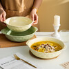 Pickled fish large basin bowl household ceramic double-eared soup bowl ins high-looking instant noodle bowl student dormitory salad bowl fruit green 8.5-inch double-eared stone pattern soup bowl 1