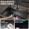 Pupan Gaogang stainless steel sink large single-tank kitchen wash basin nano black handmade thickening 55x40 with three-function pull-out faucet complete set