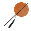 Bamboo silk waist fan, national style round fan, hand-woven fan, creative jewelry, large lacquer tail round fan, bamboo handle cattail fan, folding fan, folding waist fan, plum blossom style (brown), no specifications