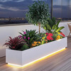 Light flower box outdoor balcony terrace courtyard planting box stainless steel wrought iron finished partition indoor luminous flower bed luminous white length 100*width 30*height 40cm