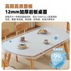 Senlushi slate solid wood dining table and chairs complete set Home living room small apartment with induction cooker square and round dining table Matte pure white slate-log color frame-Lingzhi chair 1.35m One table and six chairs