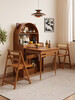 Xiao Mu Wu cabin new small apartment telescopic folding dining table and sideboard integrated mid-century style solid wood dining table and chair combination one table and two chairs (#80 chair)