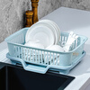 GUIG bowl and chopsticks storage box with dish rack for kitchen household multi-functional drain rack with lid drain artifact blue drain dish rack + drainage tray 39.1*29.1*23.5.