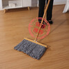 Wood pole industrial mop, old-fashioned round head mop, absorbent cotton thread, wet and dry public toilet cleaning factory supermarket, white line enlarged round head mop