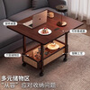 Yaji side table coffee table movable sofa side cabinet small apartment folding cart living room storage rack solid wood second-hand small table rotating folding coffee table shipped by SF Express for assembly