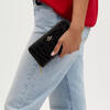 COACH long zippered women's wallet multi-functional storage microfiber leather clutch Black