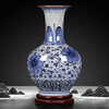 Proud Jingdezhen Ceramics Antique Chinese Blue and White Porcelain Vase Crafts Living Room Ornaments Archaeological Stand Office Decoration Hand-Painted Official Kiln Crack Appreciation Vase + Base + Certificate