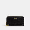 COACH long zippered women's wallet multi-functional storage microfiber leather clutch Black