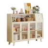 Sizhuge Kitchen Shelf Nordic Sideboard Microwave Oven Home Living Room Cabinet Home Solid Wood Multi-Function Storage Cabinet Wine Cabinet Single Door with Drawout - Milk White