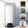 Jinke 30L stainless steel trash can large foot-operated with lid square classification hotel lobby office shopping mall corridor outdoor commercial sand silver steel