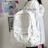 Zinke schoolbag, junior high school girl, high-looking star print, Korean style niche ins backpack, high school student computer bag, white (with fat cloud pendant)