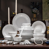 Rich Jade Exquisite Tableware Set Pure White Dishes Set Jingdezhen New Home Use High-end Light Luxury Youmeng Tableware Set 30 Pieces