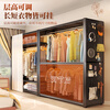 Siluo simple wardrobe full steel frame structure thickened household clothes hanger bedroom dormitory rental house storage rack thickened - three layers - height 160cm, default black, length 50*width 40cm, dustproof curtain hanging clothes rail included
